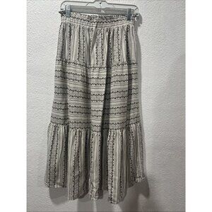 Blu Pepper  Women’s Boho  Maxi Skirt Tiered Elastic Waist Sz Small linen
